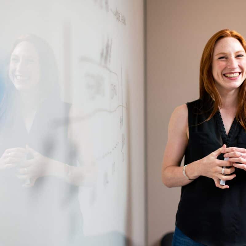 Happy woman at work