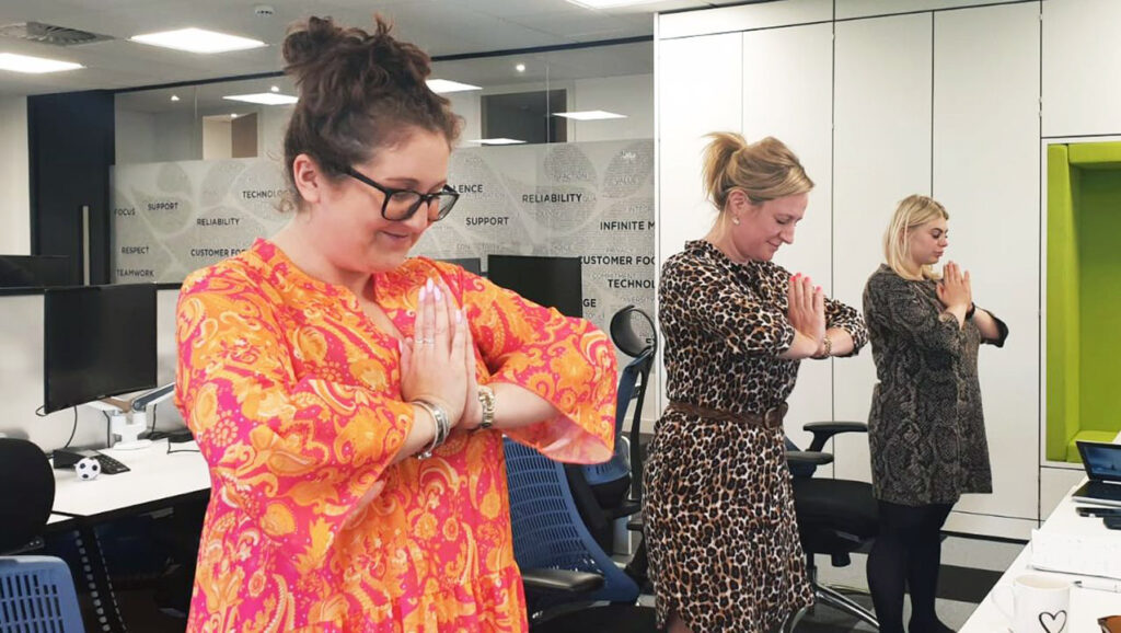 Desk yoga session